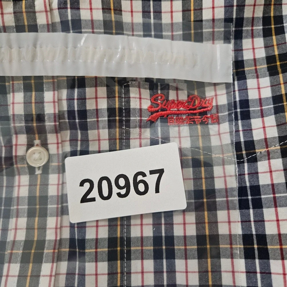 Superdry London Button Down Shirt Mens XL Plaid Long Sleeve Cotton‎
